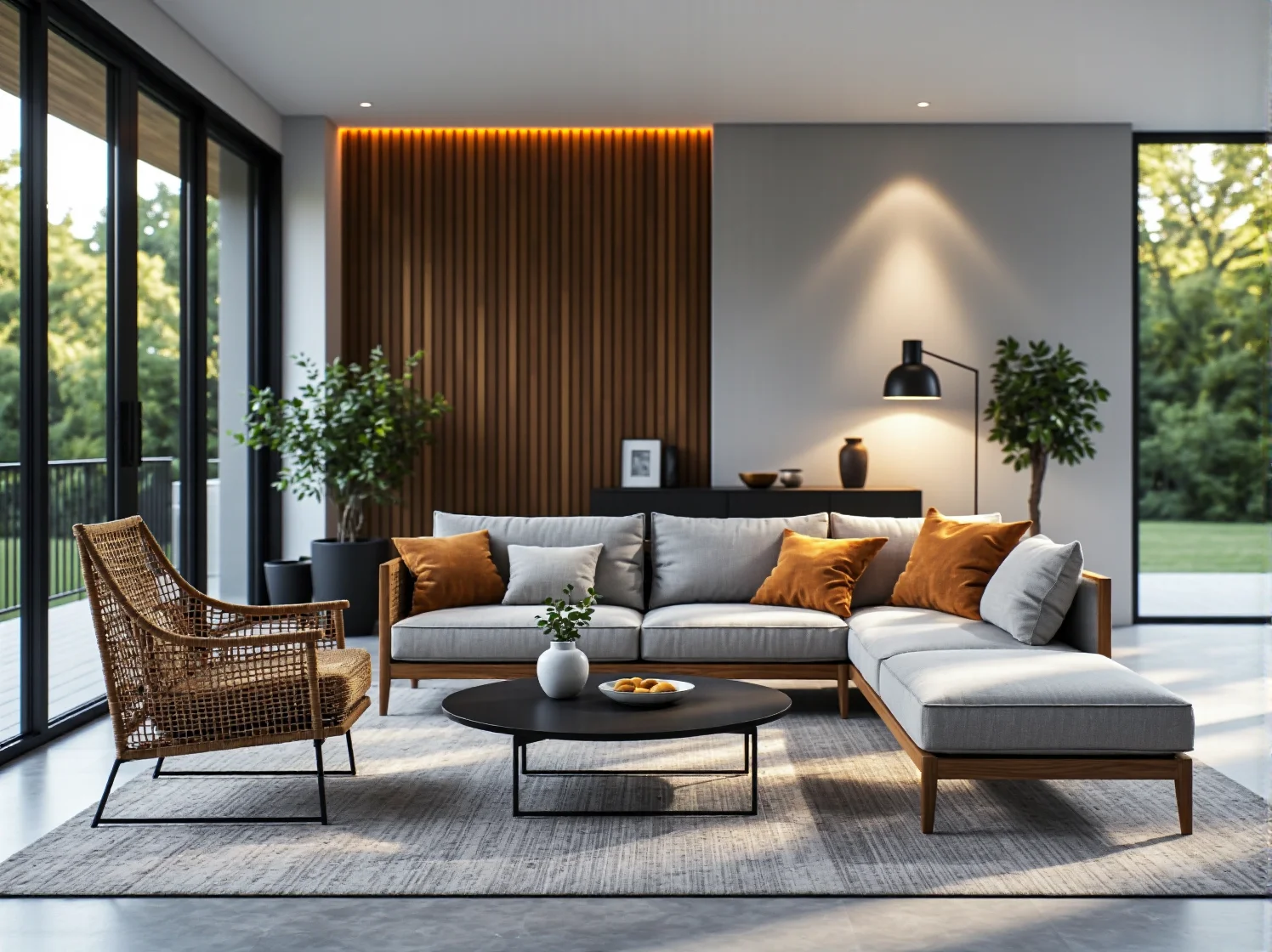 Wygodne meble wypoczynkowe na małym balkonie w stylu glamour