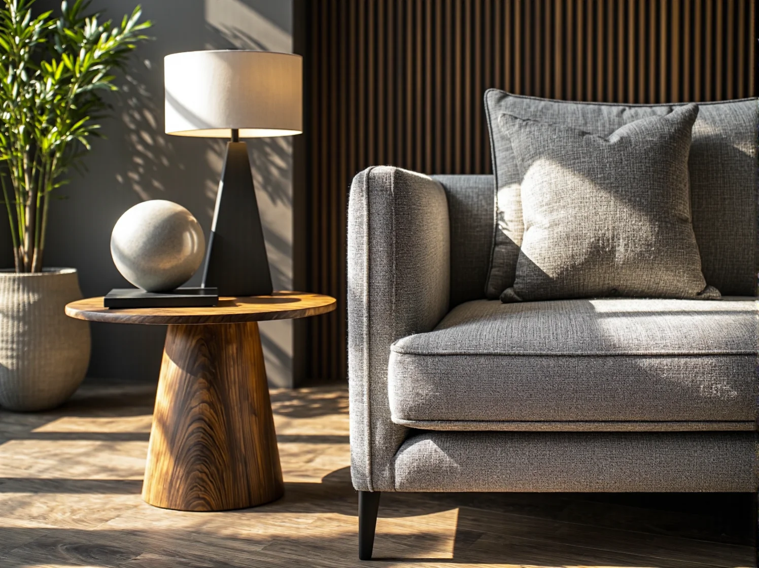 Minimalistyczne kinkiety zewnętrzne oświetlające betonową ścianę nowoczesnego budynku.