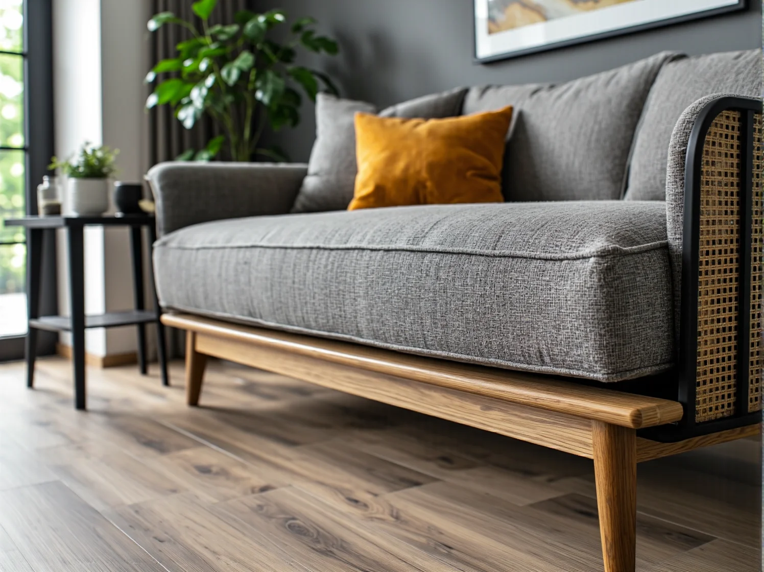 Detale luksusowego fotela w artystycznej, swobodnej przestrzeni boho