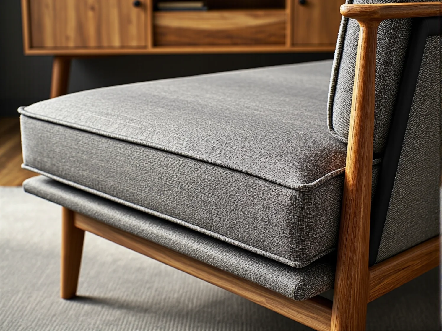 Eleganckie meble wypoczynkowe połączone z roślinami i boho dodatkami