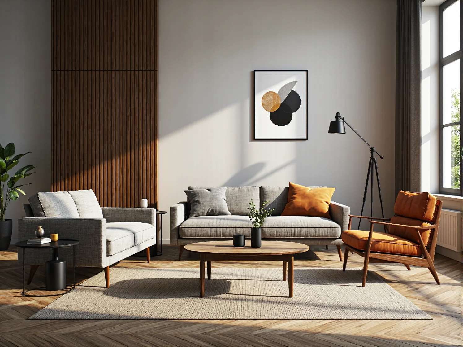 Minimalistyczna kanapa z lnianym obiciem w ekologicznej oazie.