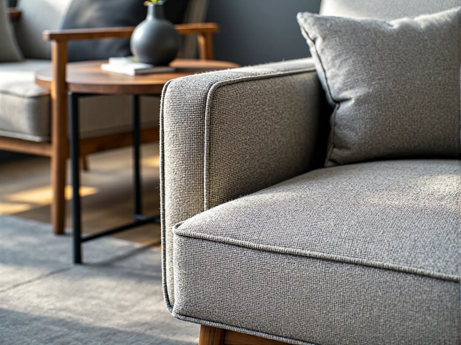 Detale minimalistycznego regału z naturalnego drewna i bieli.