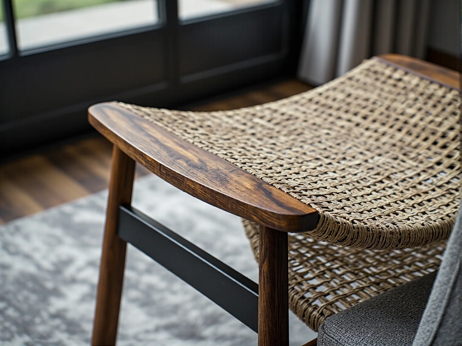 Detale ramy łóżka z litego drewna w ekologicznej sypialni