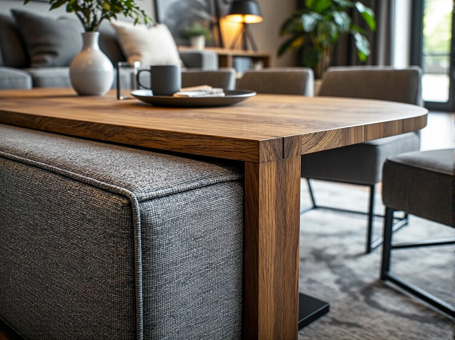 Nowoczesny stół jadalniany dębowy z masywnym blatem