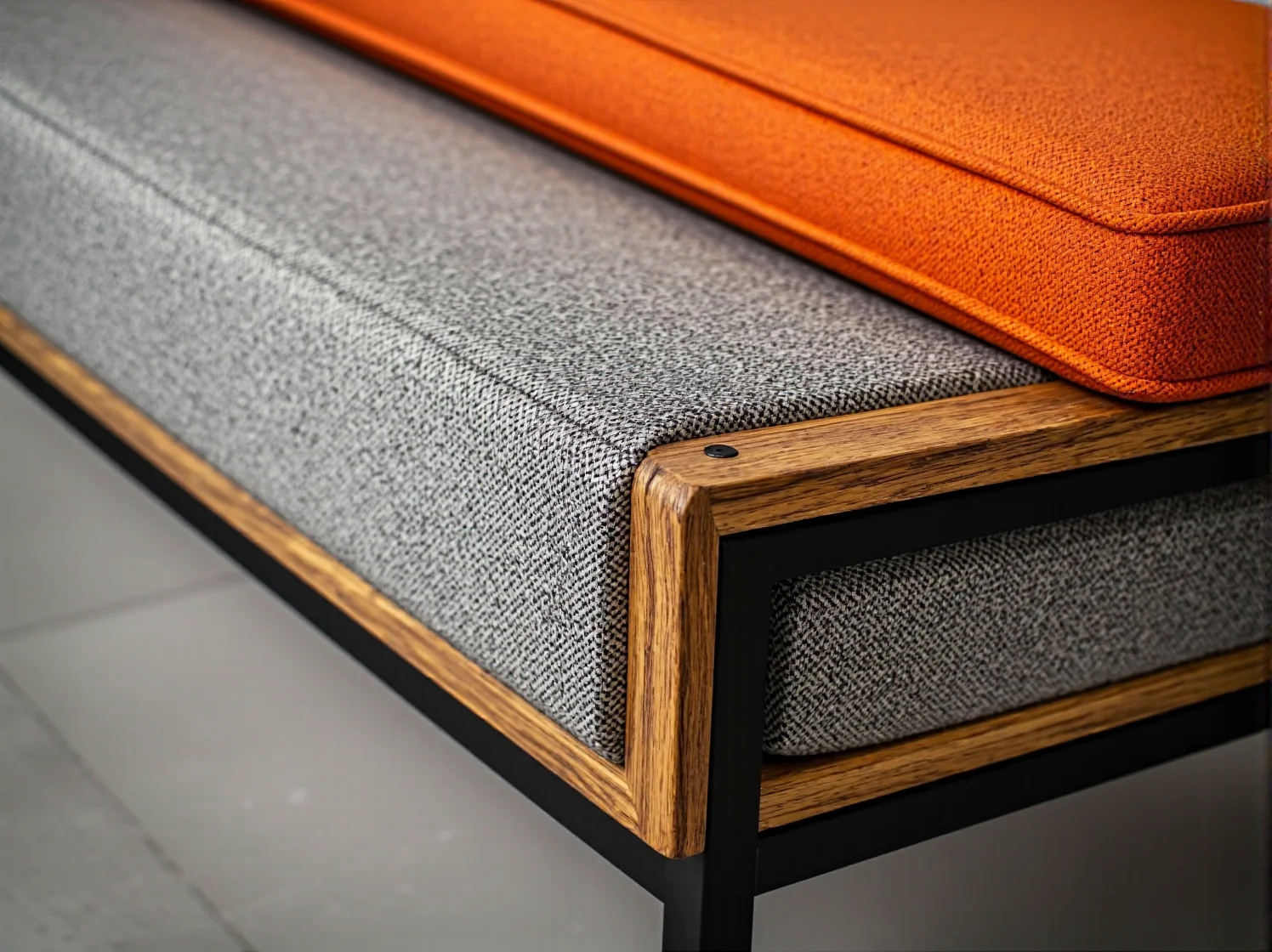 Rozkładany stół z jasnego drewna w jadalni japandi