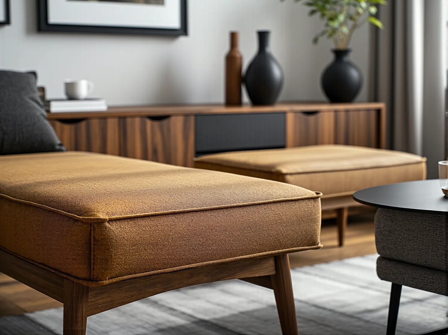 Skandynawski regał na książki z dekoracjami w jasnym wnętrzu.