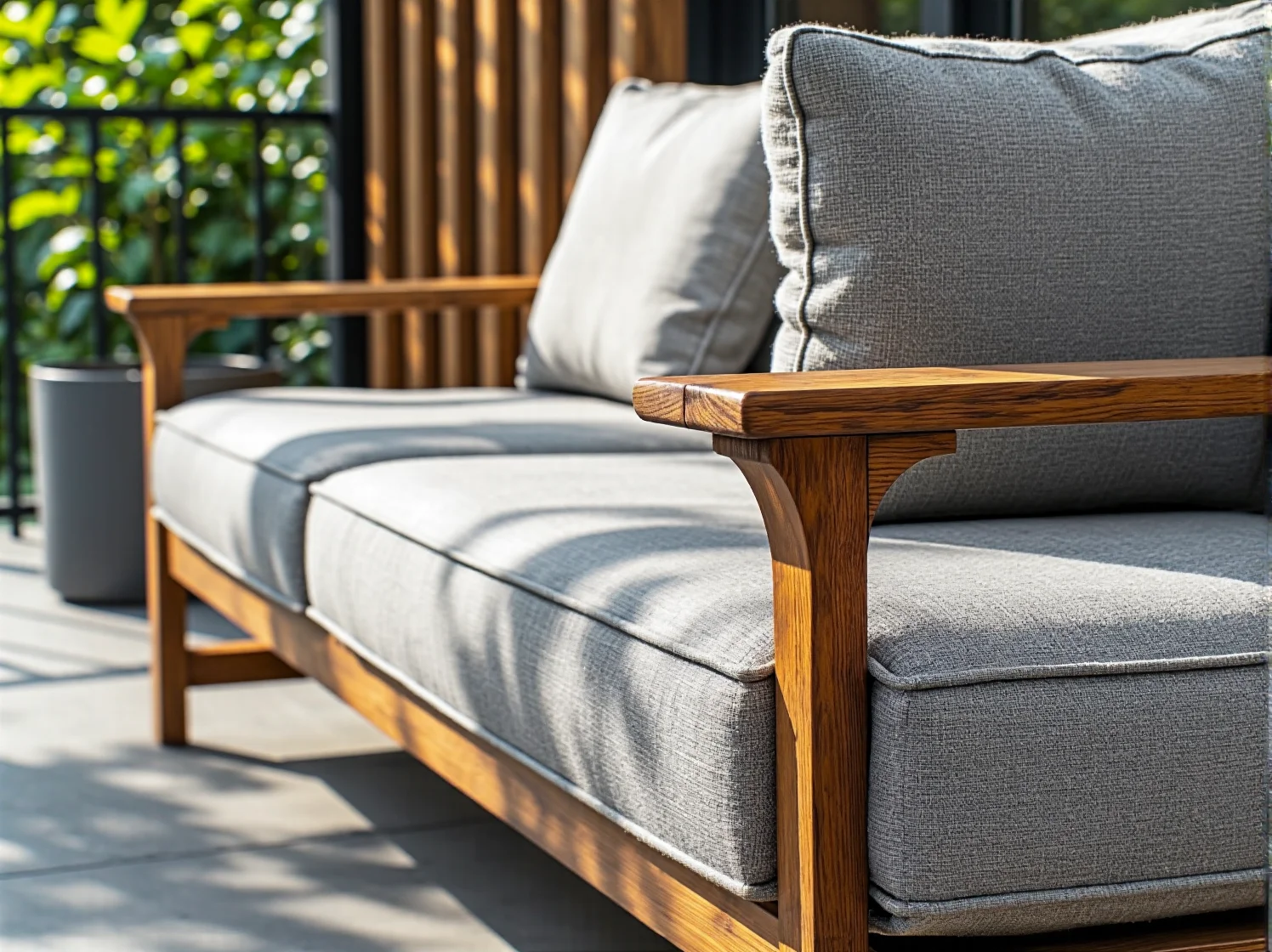 Strefa relaksu na balkonie z luksusowymi meblami wypoczynkowymi