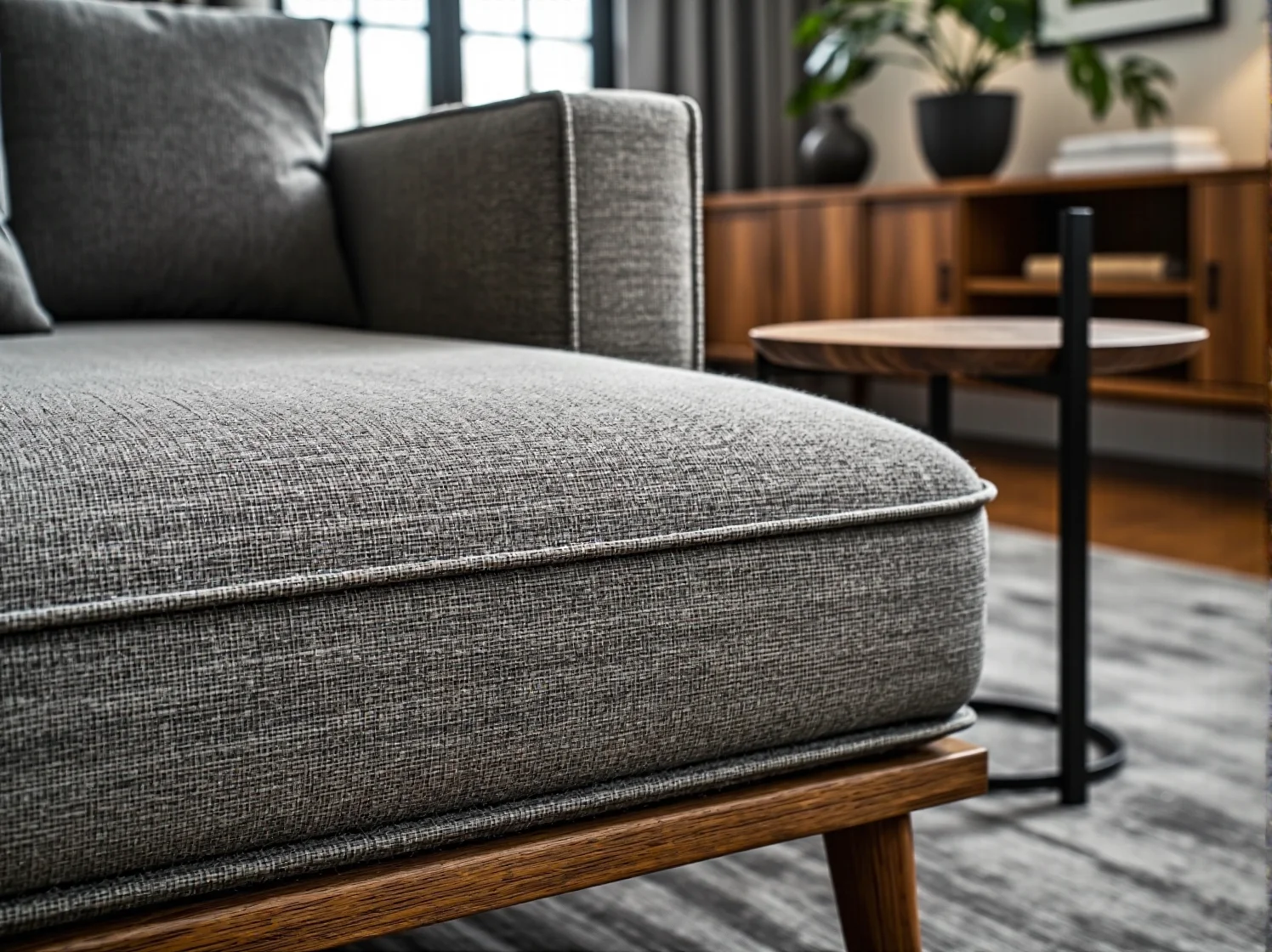 Stylowe dodatki do jadalni - wazon z kwiatami i elegancka zastawa na drewnianym stole.