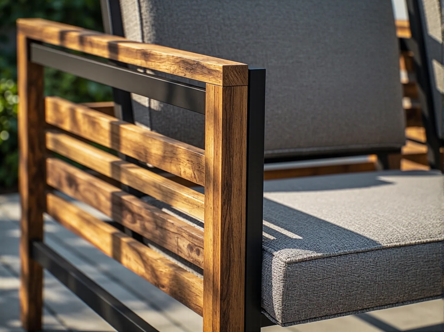 Stylowe meble z metalu z recyklingu w zielonym ogrodzie