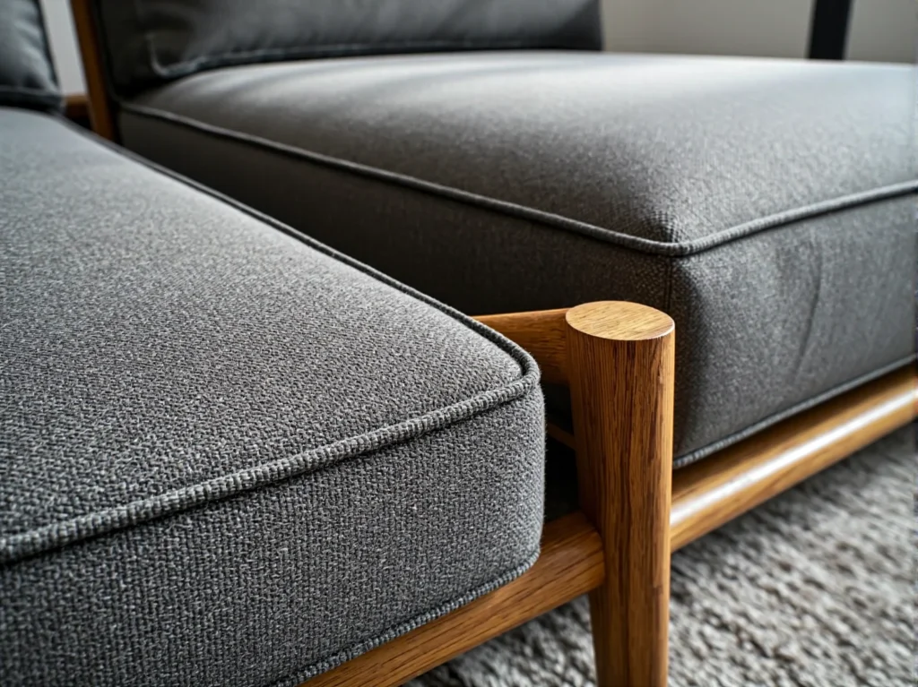 Grafitowy fotel wypoczynkowy na dębowej drewnianej ramie