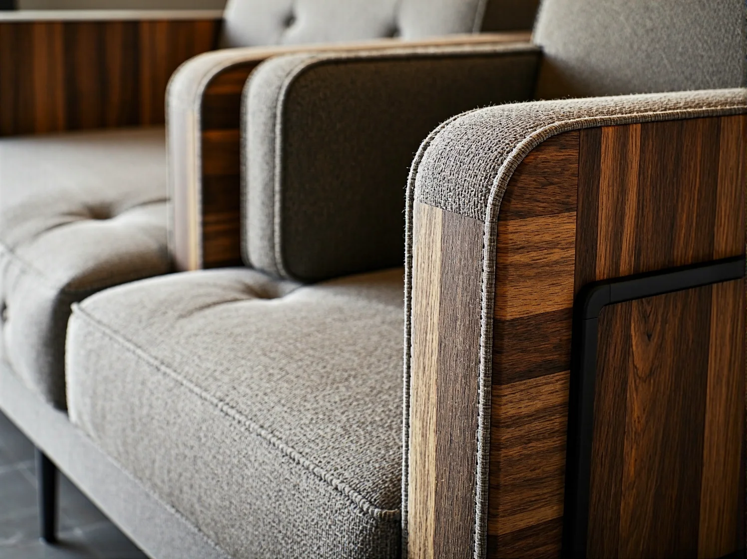 Układ mebli w industrialnym salonie z metalowym stolikiem