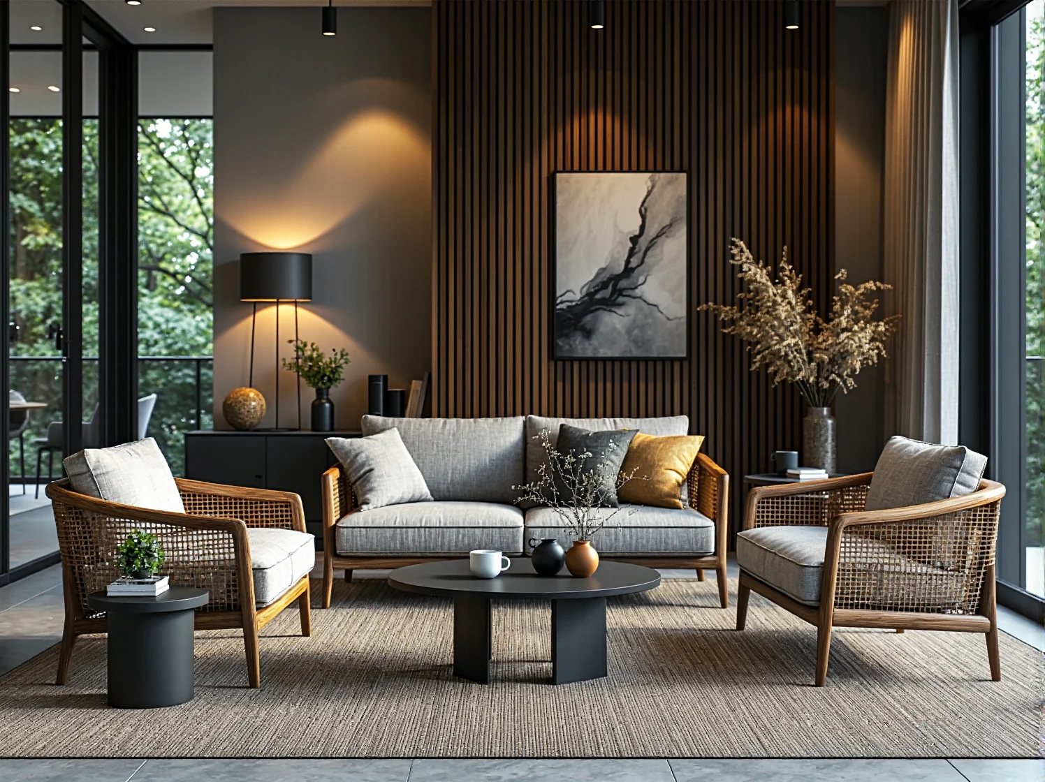 Złote lampy LED na balkonie tworzące przytulny i luksusowy klimat